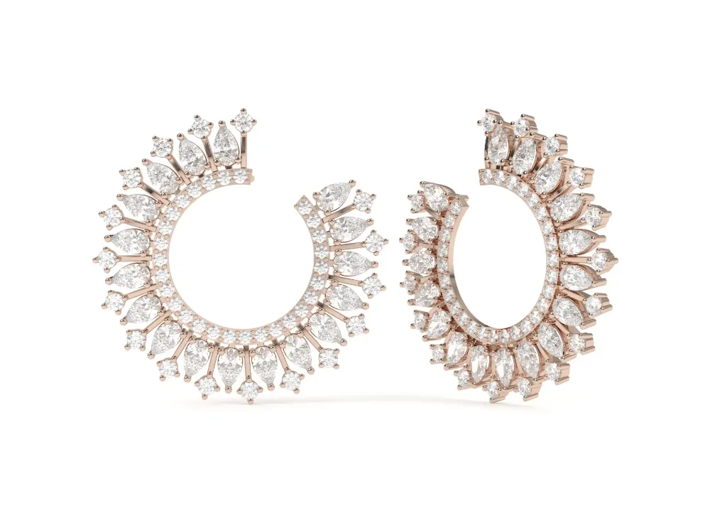 SOLYANTHE-earrings adorned with diamonds arranged in a radiant floral-inspired pattern - VER1220