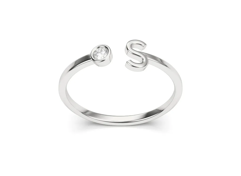 ASTAVIEL-ring featuring a gemstone and a polished initial motif - VR87794