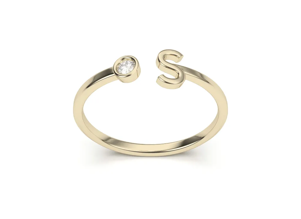ASTAVIEL-ring featuring a gemstone and a polished initial motif - VR87794