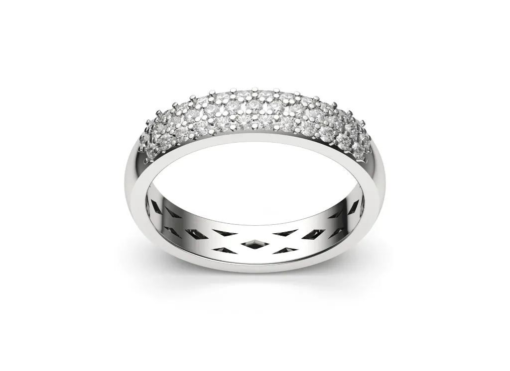 ASTAVIEL ring band featuring multiple rows of micropavé set diamonds - VR87787 (White)