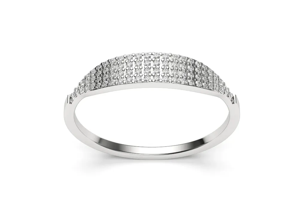 ORIVESSA-Narrows to wide pavé set diamond ring band - VR87798 (White)