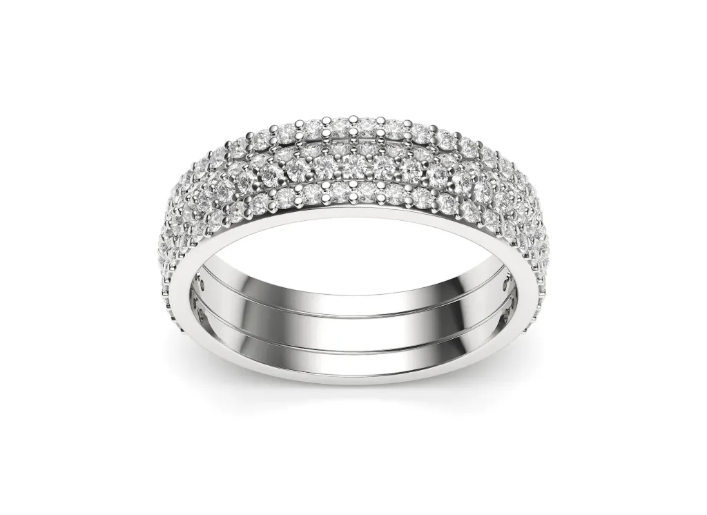 LUMINA – A wide band ring with three rows of closely set stones radiating brilliance - VR87806 (White)