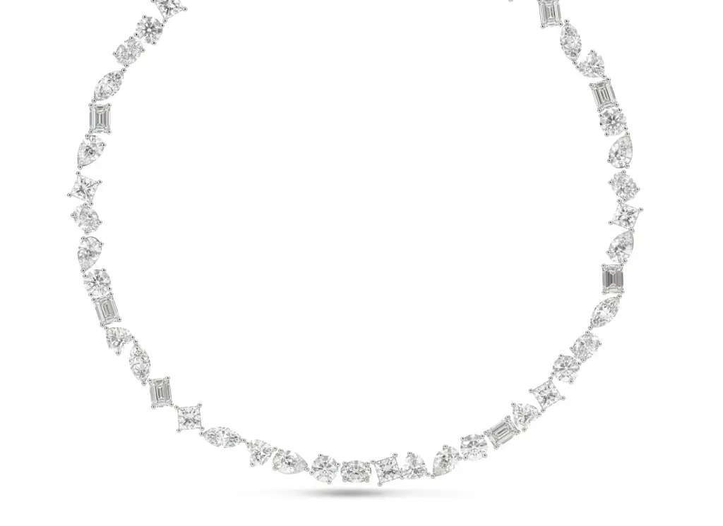 FACETRA - Single line diverse diamond cut necklace-VN2390 (White)