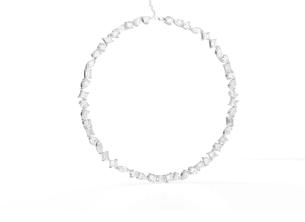 FACETRA - Single line diverse diamond cut necklace-VN2390 (White)