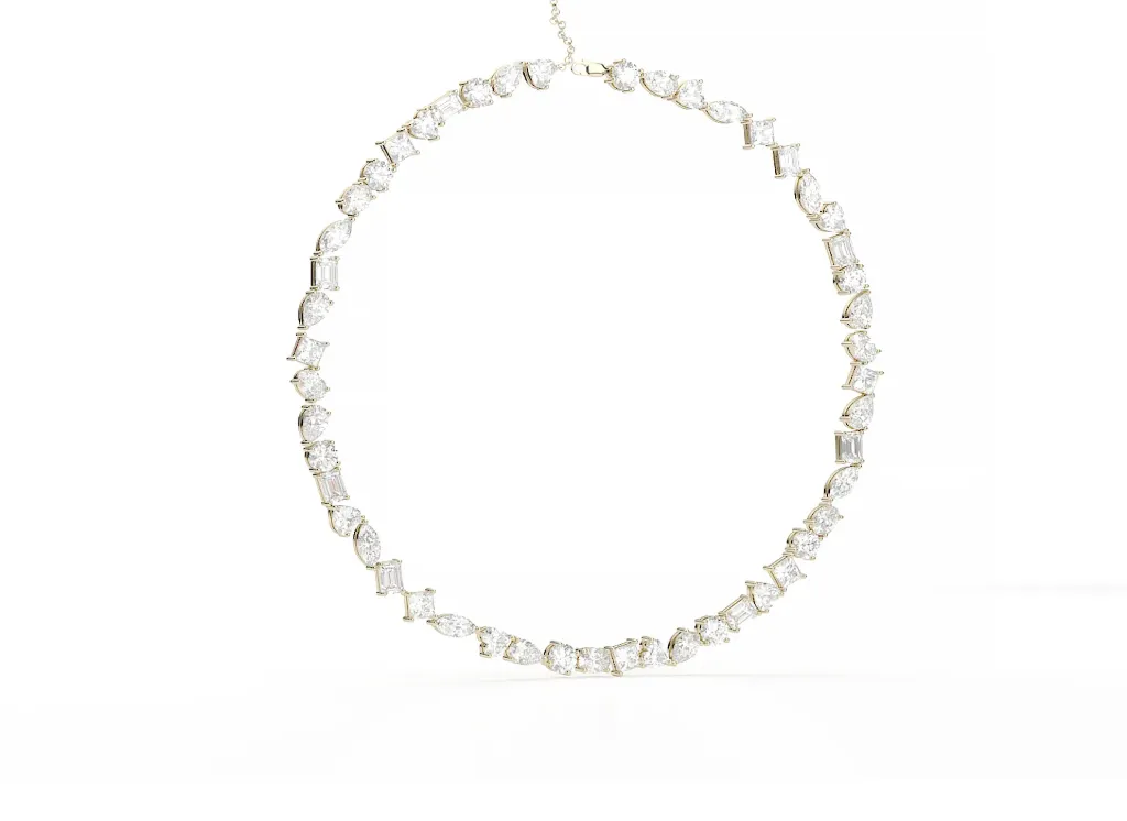 FACETRA - Single line diverse diamond cut necklace-VN2390