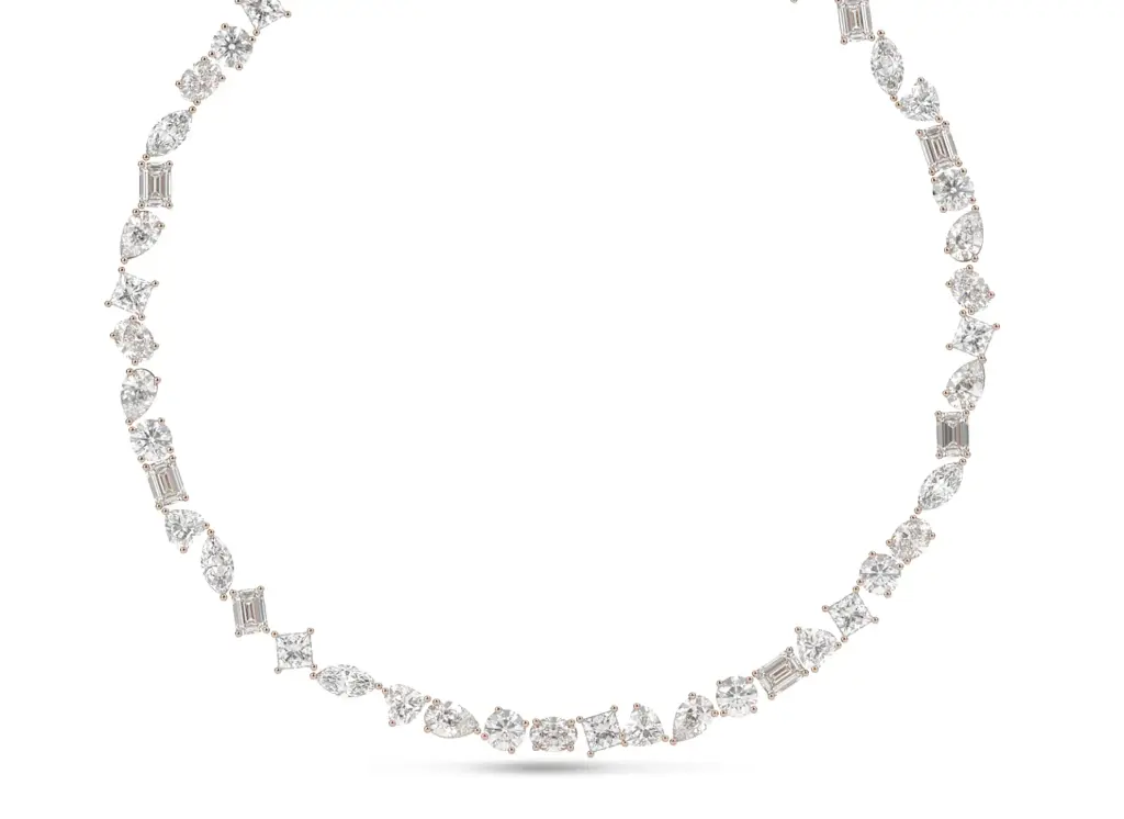 FACETRA - Single line diverse diamond cut necklace-VN2390