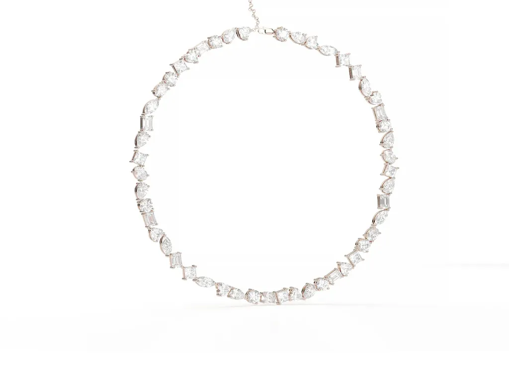 FACETRA - Single line diverse diamond cut necklace-VN2390