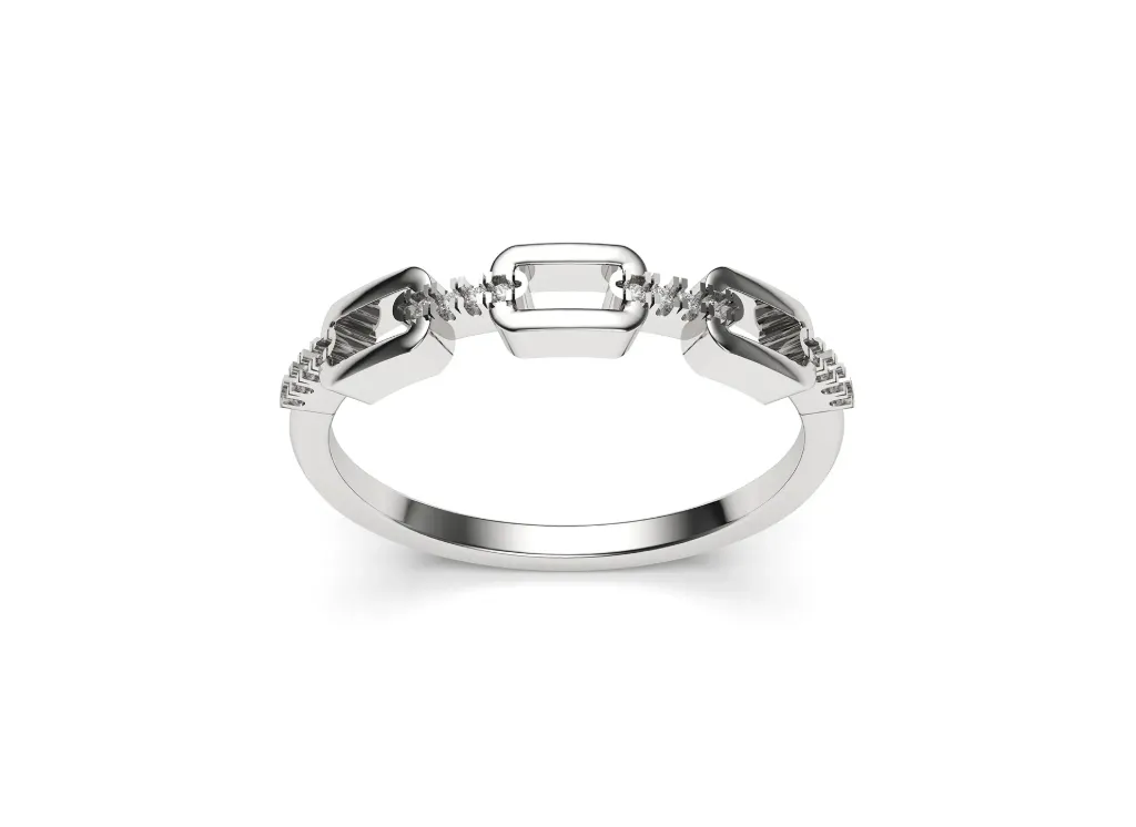 VALTRIS – A sleek band with three rectangular stones framed by delicate accents - VR87712