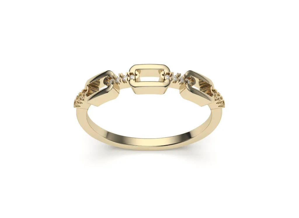 VALTRIS – A sleek band with three rectangular stones framed by delicate accents - VR87712