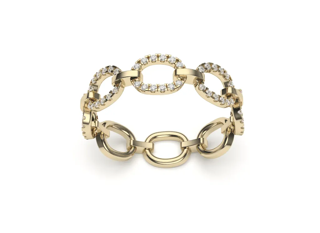 OVALIS – A ring with interlocking oval links alternating between polished and gem-set - VR87817