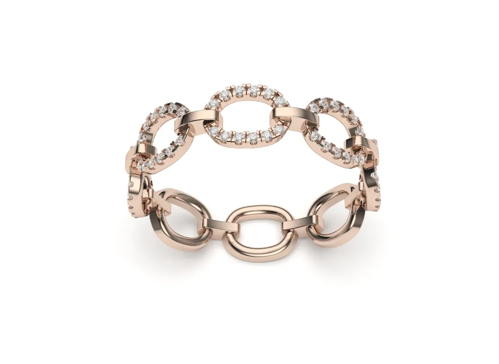 OVALIS – A ring with interlocking oval links alternating between polished and gem-set - VR87817