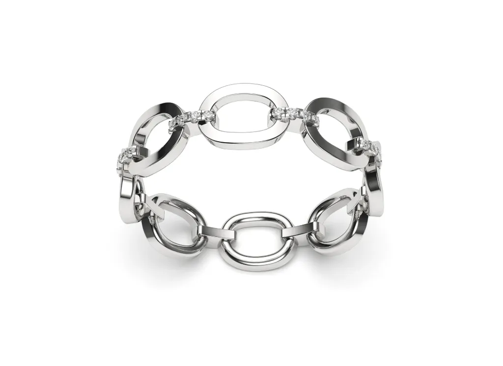 ASTRAVIN – A chain-inspired ring with interlocking oval links accented by gemstones - VR87818