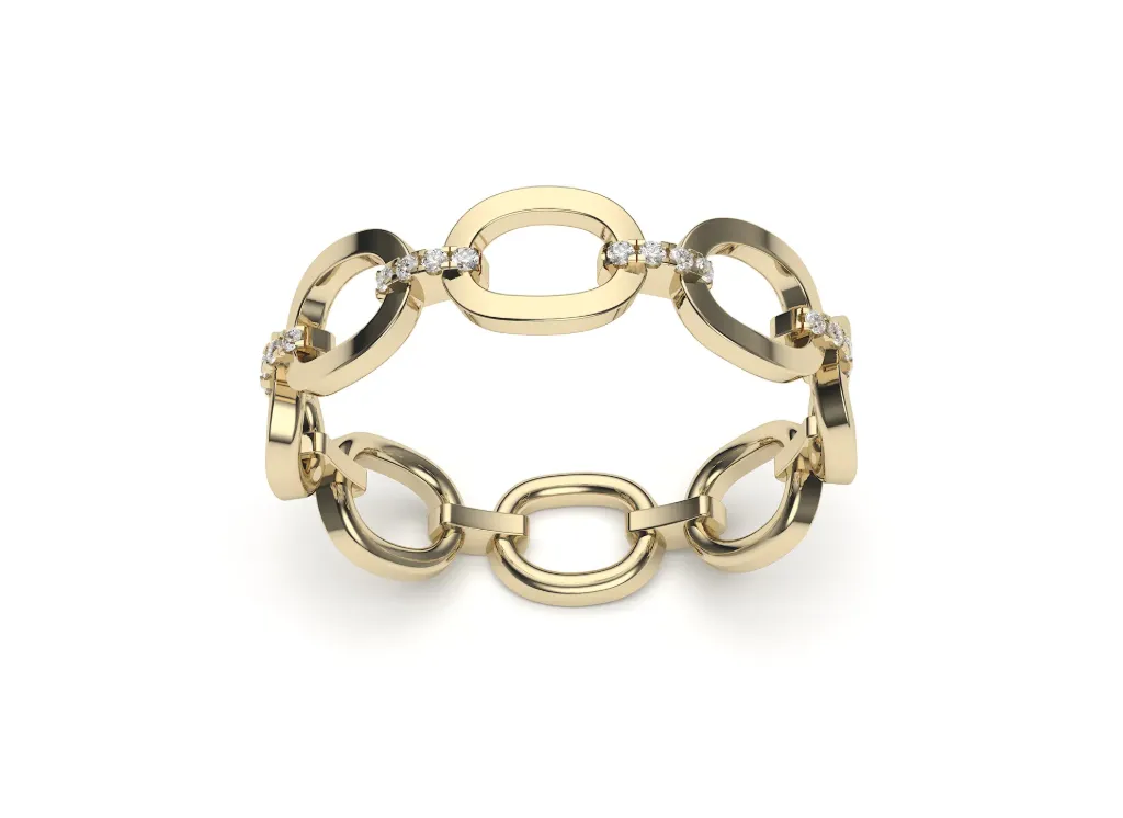 ASTRAVIN – A chain-inspired ring with interlocking oval links accented by gemstones - VR87818