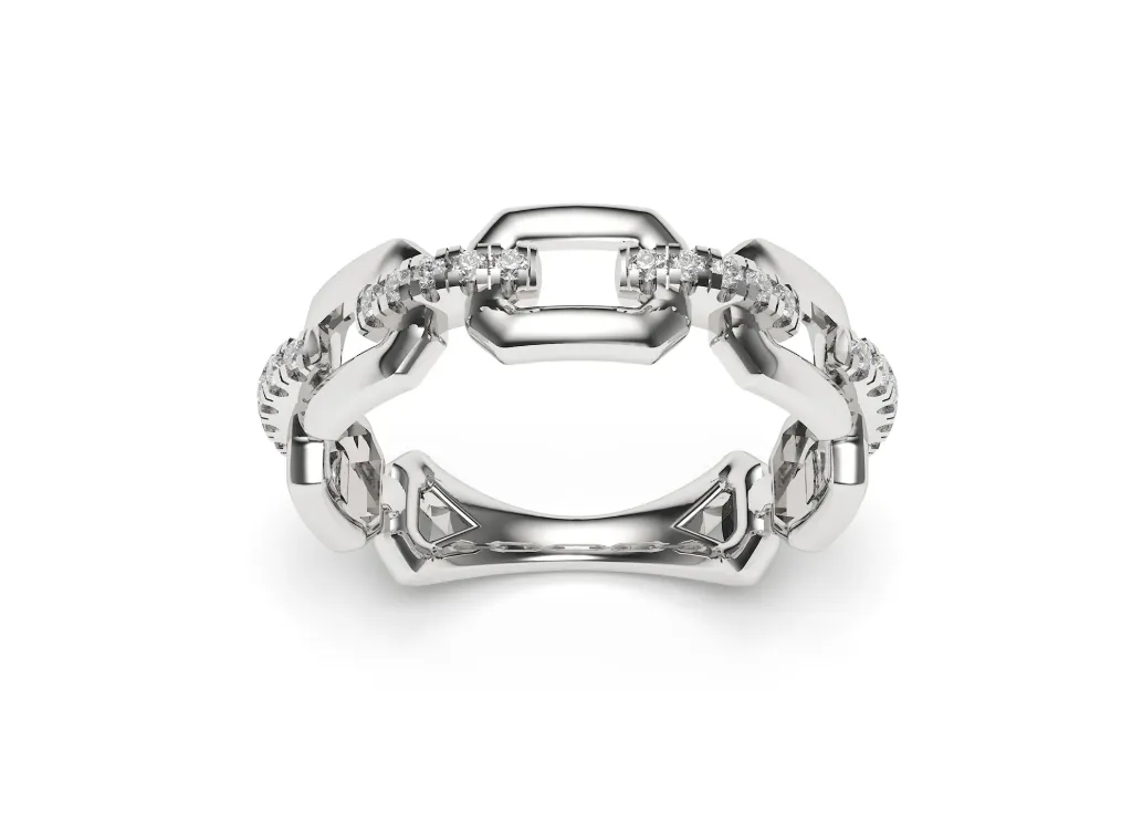 CHAINORA – A ring with alternating solid and gem-set links in a sleek band - VR87820