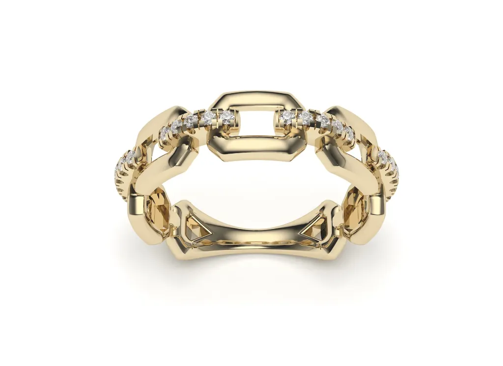 CHAINORA – A ring with alternating solid and gem-set links in a sleek band - VR87820