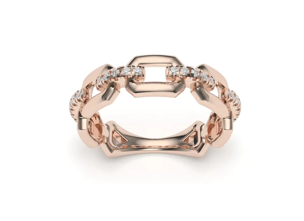 CHAINORA – A ring with alternating solid and gem-set links in a sleek band - VR87820