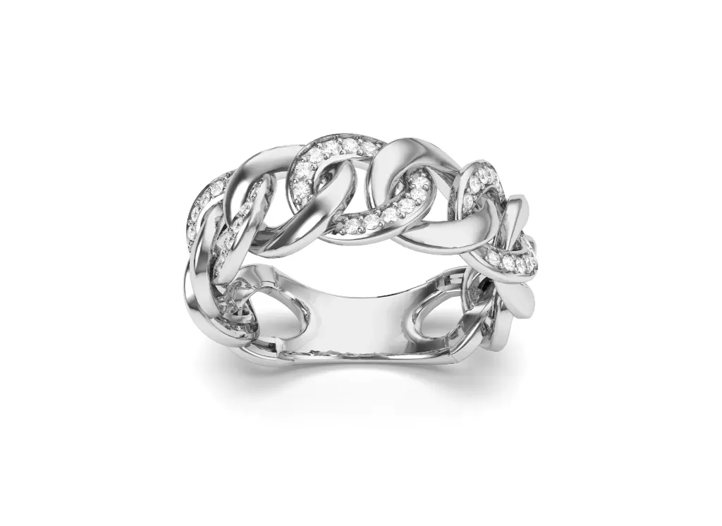 LIVARA – A chain-link ring with alternating polished and gem-set links - VR87821