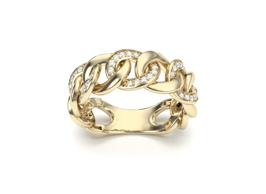 LIVARA – A chain-link ring with alternating polished and gem-set links - VR87821