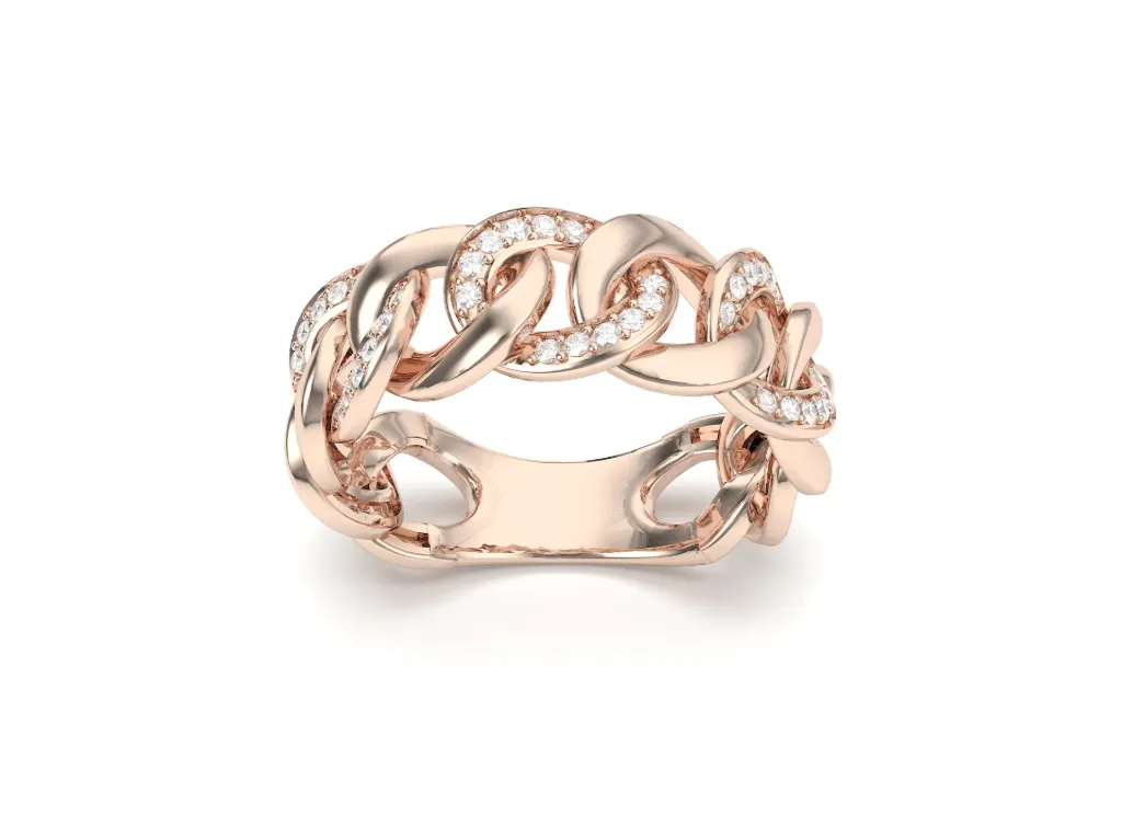 LIVARA – A chain-link ring with alternating polished and gem-set links - VR87821