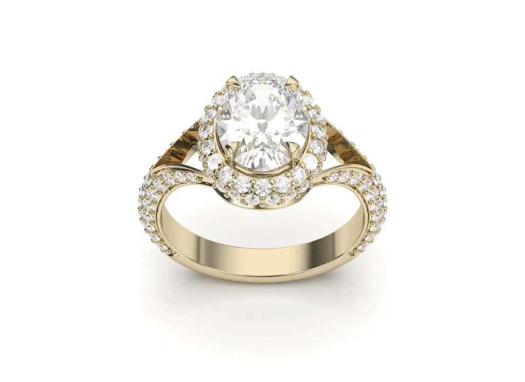 SERAVIEL-a ring featuring an oval gemstone in a halo of round diamonds - VR87771