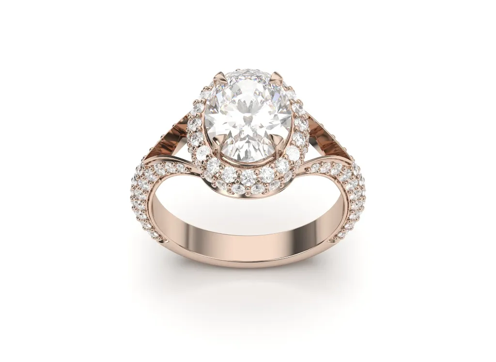 SERAVIEL-a ring featuring an oval gemstone in a halo of round diamonds - VR87771