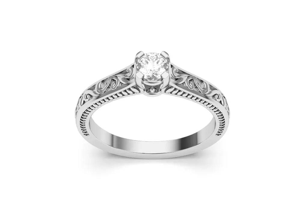 VELORIS-  A solitaire ring featuring ornate scrollwork and filigree detailing - VR87751