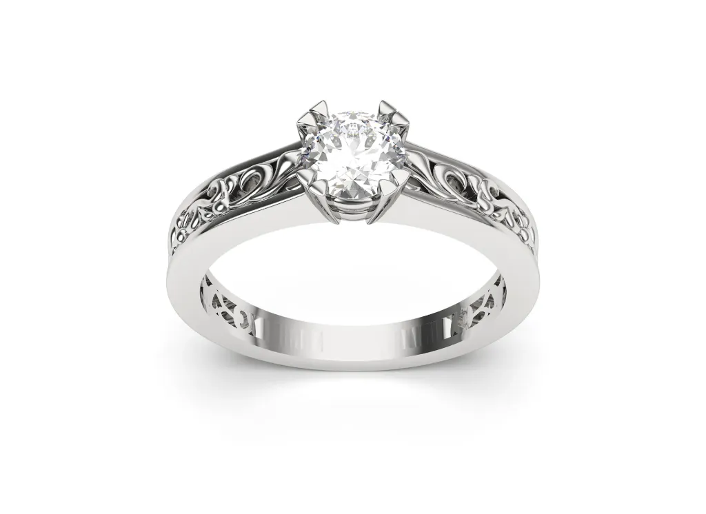 LUNAVIEL-A solitaire ring featuring ornate filigree  - VR87757