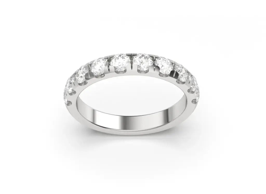 EUNOIA-Half eternity band featuring round brilliant diamonds in a shared prong setting