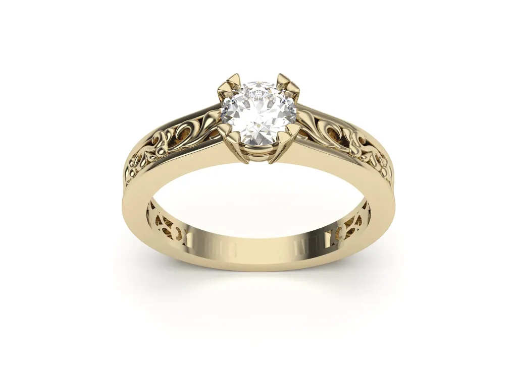 LUNAVIEL-A solitaire ring featuring ornate filigree  - VR87757