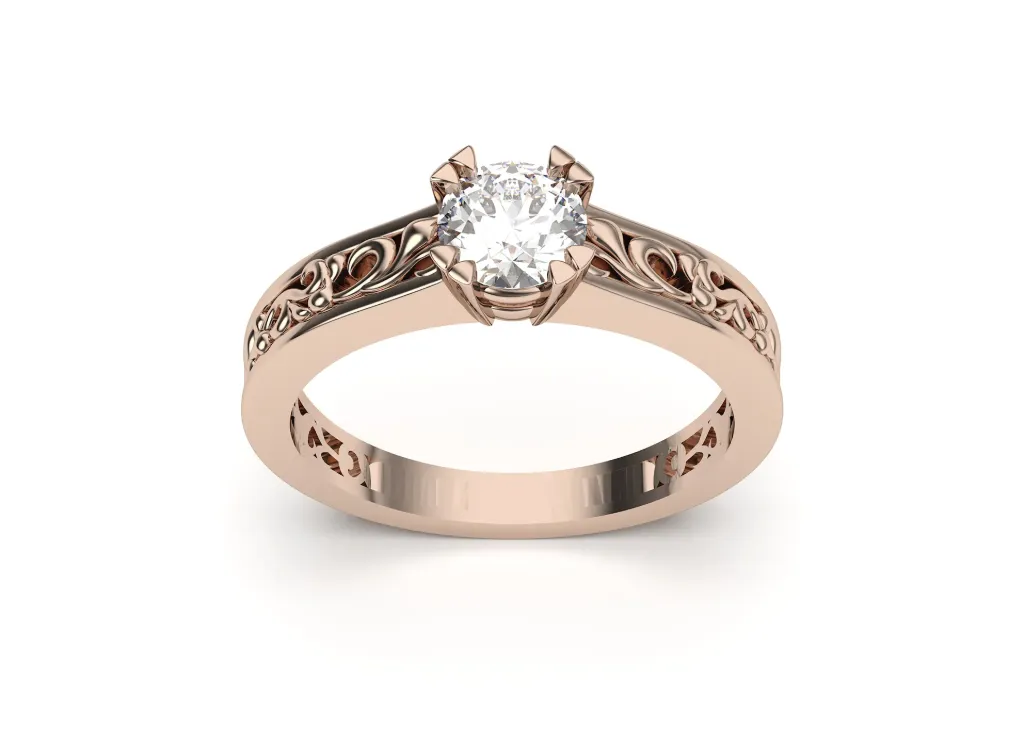 LUNAVIEL-A solitaire ring featuring ornate filigree  - VR87757