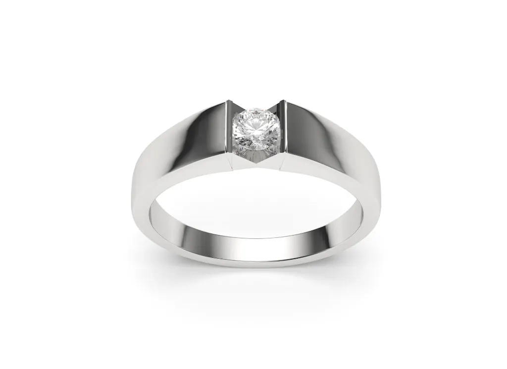 KYRON — A bold solitaire ring featuring a structured setting and clean architectural lines for a modern statement - VR87880 (White)