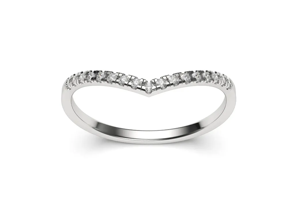 VESTRA – A sleek V-shaped ring with a row of stones tracing its contour - VR87809 (White)