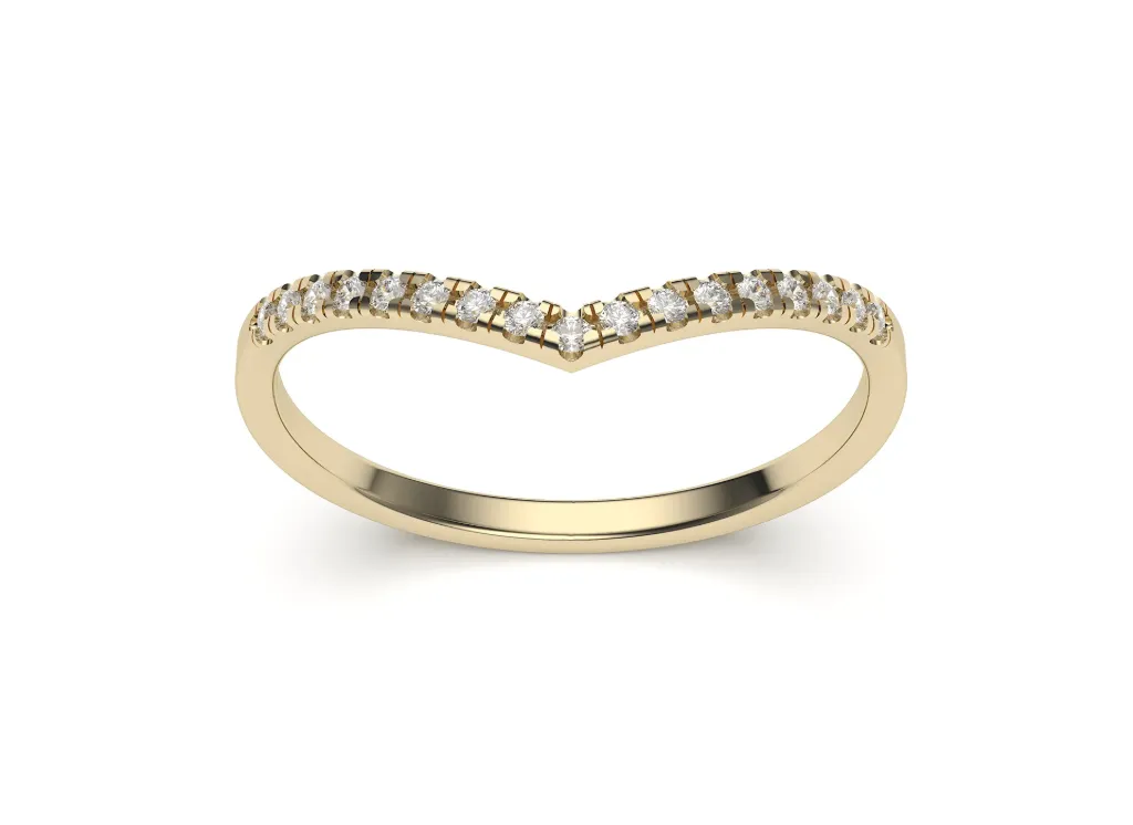 VESTRA – A sleek V-shaped ring with a row of stones tracing its contour - VR87809