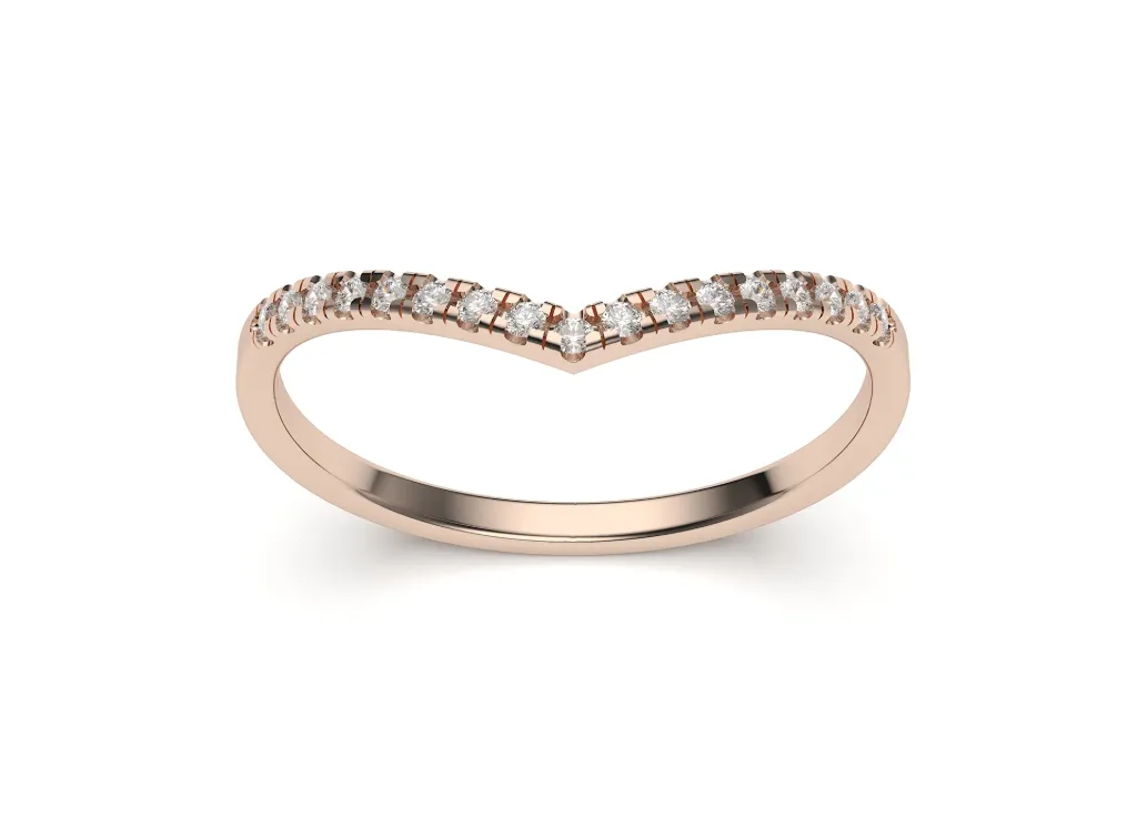 VESTRA – A sleek V-shaped ring with a row of stones tracing its contour - VR87809