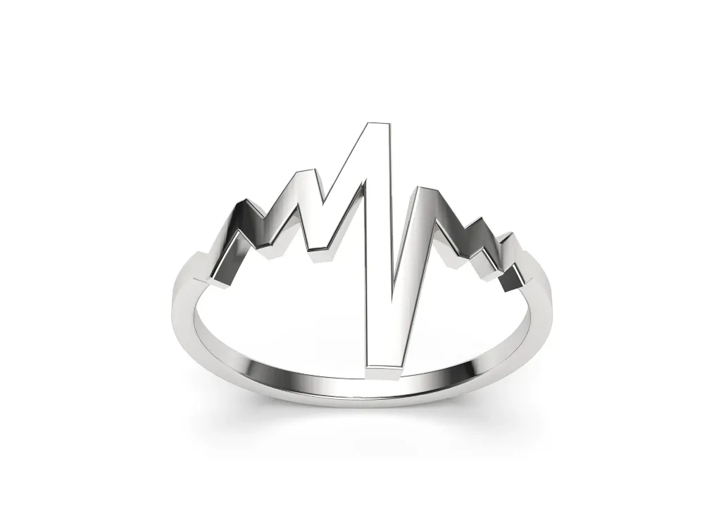 CARDIVIEL-a heartbeat inspired ring band - VR87804 (White)