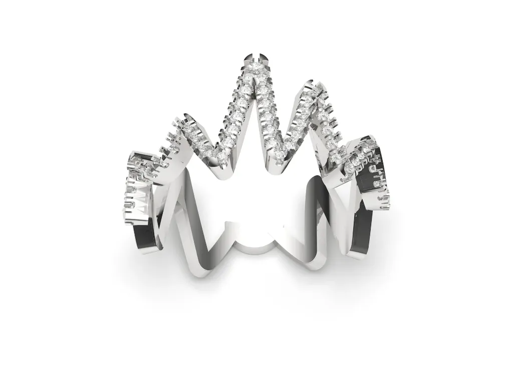 CARDIVIELA-a heartbeat inspired diamond ring band - VR87808 (White)