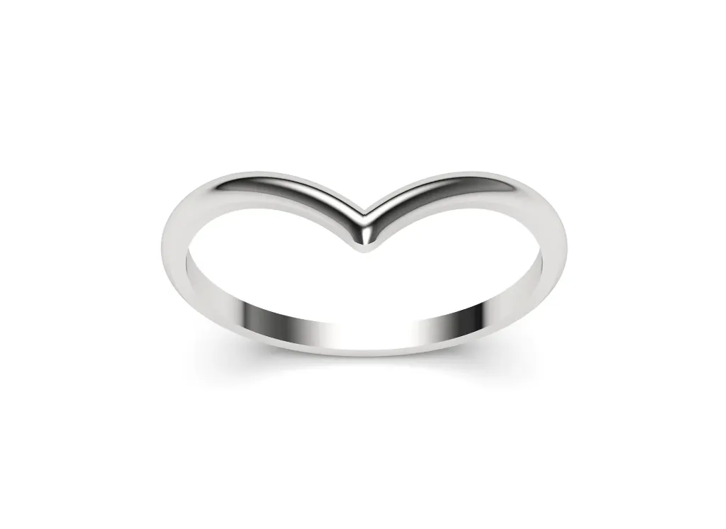 LYVORA – A minimalist V-shaped ring with a smooth band and subtle dip - VR87810 (White)