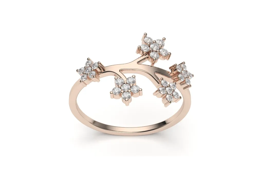 FLORIVIEL-An open band ring featuring floral diamond clusters set on split branches - VR87792