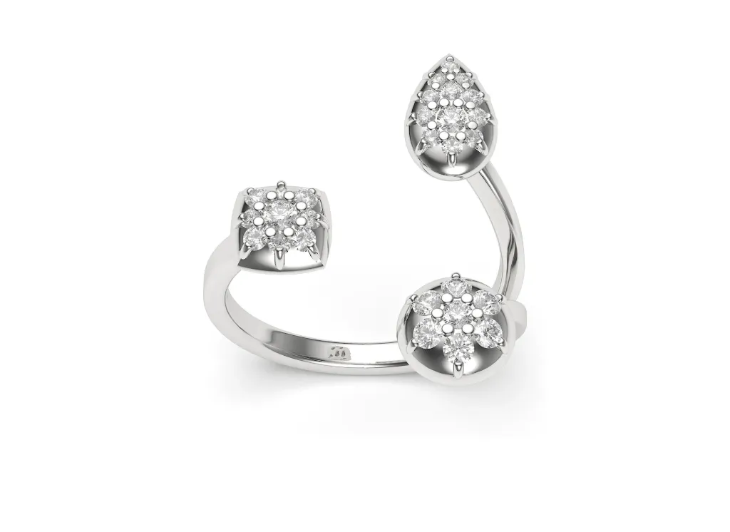 VELARION-An open band featuring floral diamond clusters - VR87805 (White)