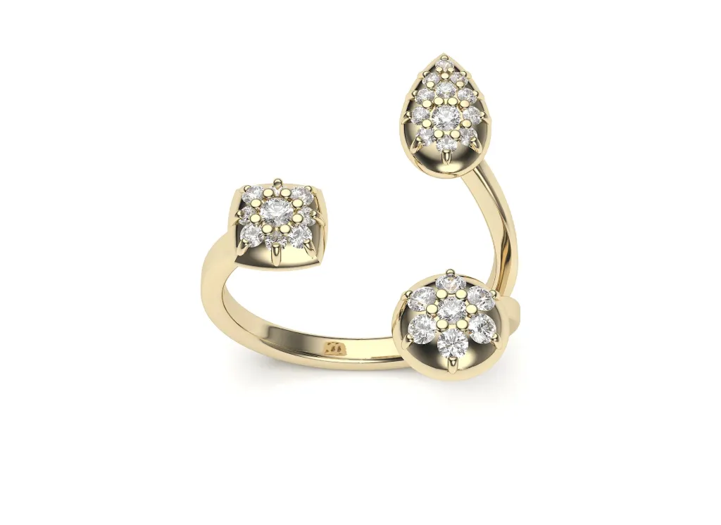 VELARION-An open band featuring floral diamond clusters - VR87805