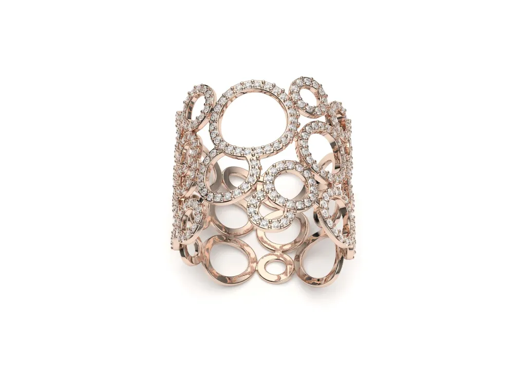 CIRVINA – A wide ring with interlocking diamond bordered circles - VR87822