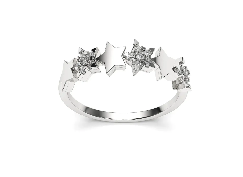 NOXESSA – A radiant band adorned with five stars in harmony - VR87827 (White)