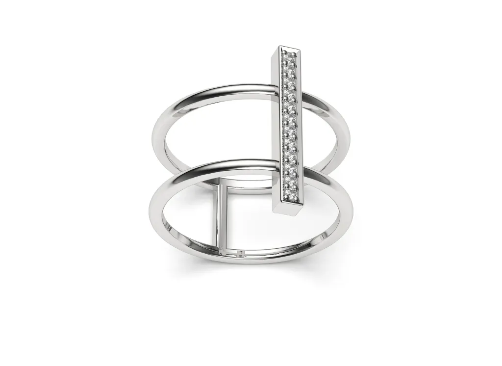 ARVION – A modern ring with dual bands joined by brilliance - VR87828 (White)