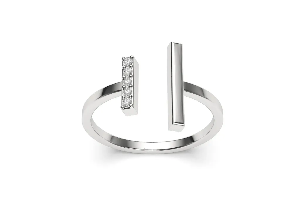 VESSORA – A sleek open-ended ring with dual vertical bars - VR87831 (White)
