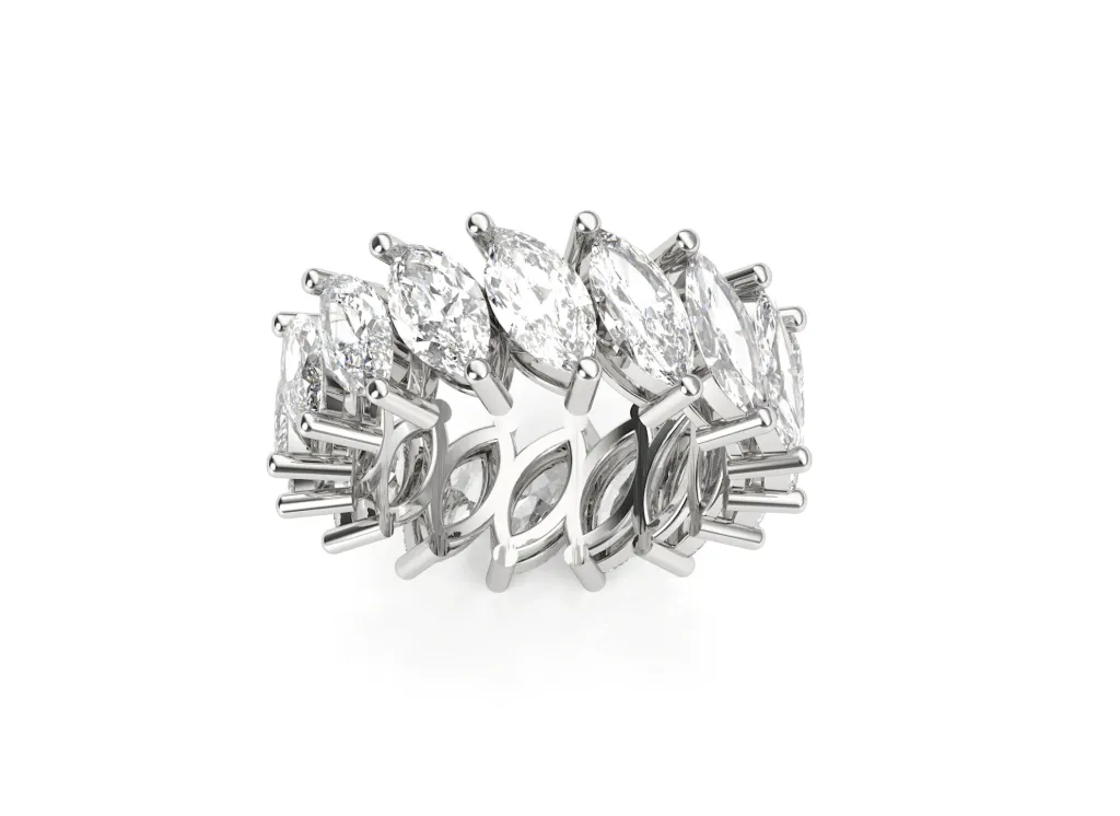 ECLIPTA - 0.50 ct each Marquise shape diamond eternity band ring-VR87720 (White)