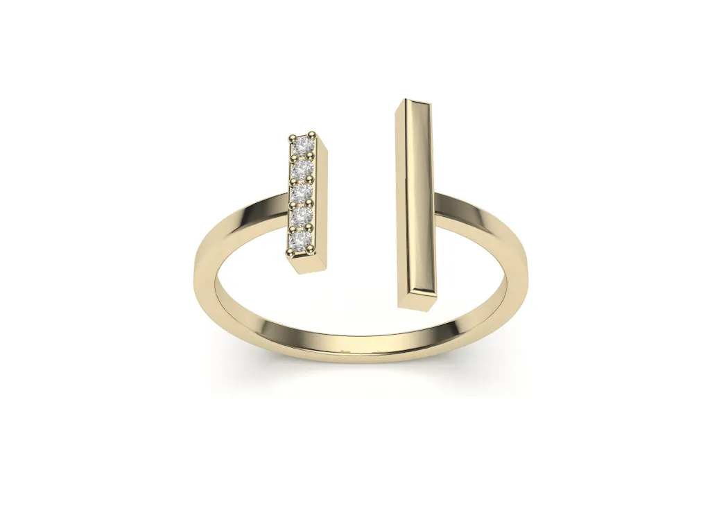 VESSORA – A sleek open-ended ring with dual vertical bars - VR87831