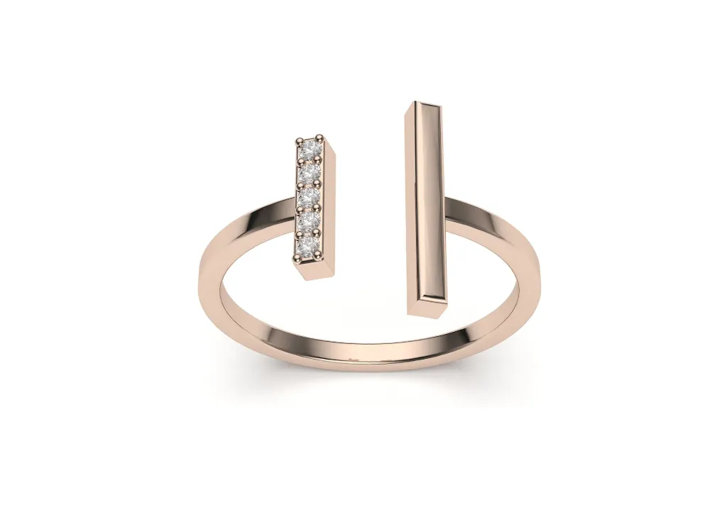 VESSORA – A sleek open-ended ring with dual vertical bars - VR87831