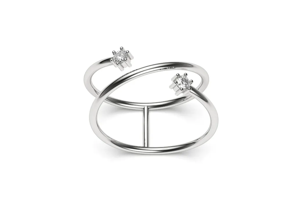 DUVESSA – A sleek open band with twin radiant stones - VR87833 (White)