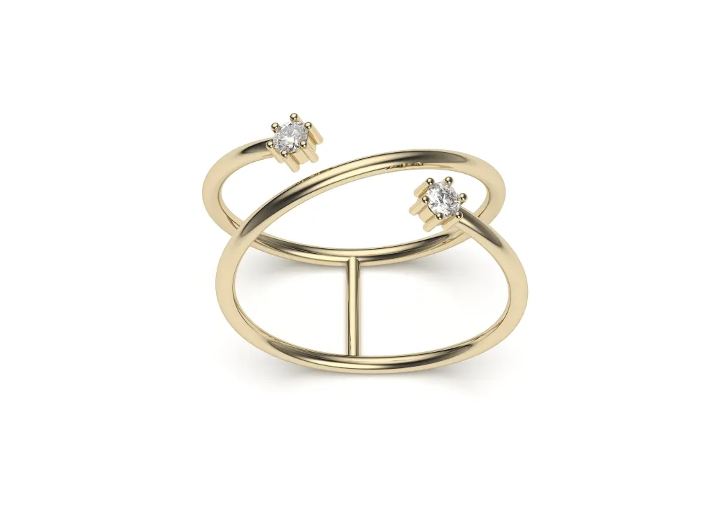 DUVESSA – A sleek open band with twin radiant stones - VR87833