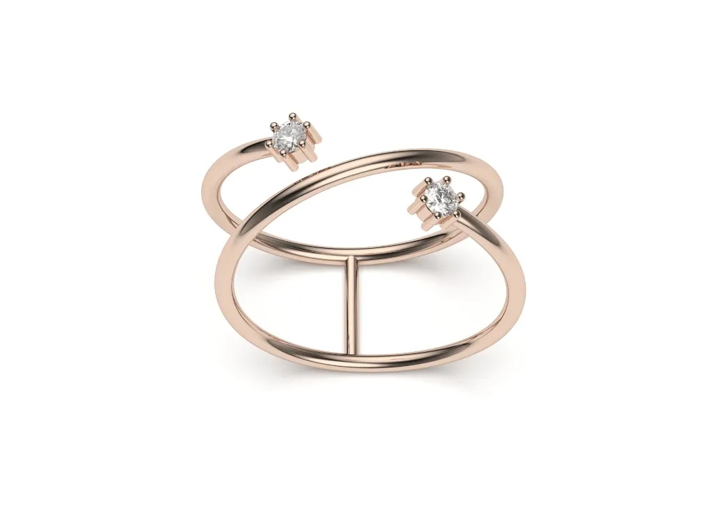 DUVESSA – A sleek open band with twin radiant stones - VR87833